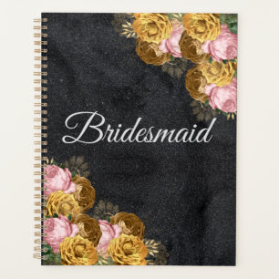 Black Minimalist Bridesmaid Wedding Gift Idea Planner