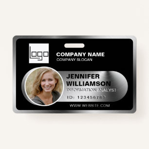 Black Minimalist Business QR Employee Photo ID ID Badge