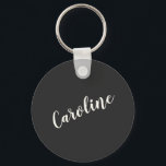 Black Minimalist Calligraphy Personalised Name Key Ring<br><div class="desc">Minimalist Calligraphy Personalised Name Keychain in Black</div>