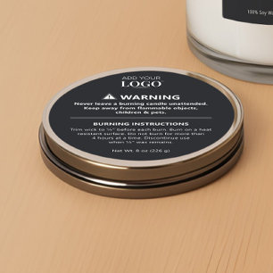 Black Minimalist Candle Safety Burn Instructions Classic Round Sticker