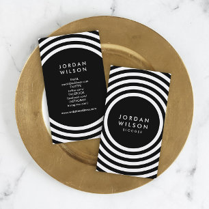 Black Minimalist Circles Geometric Social Media Business Card