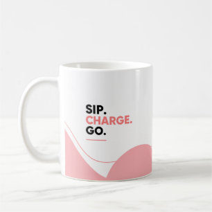 Black Minimalist Coffee Mug – Sip Charge Go Motiva