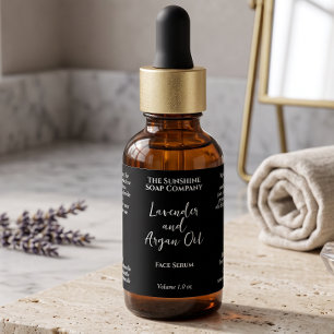 Black Minimalist Cosmetics Dropper Bottle  Label