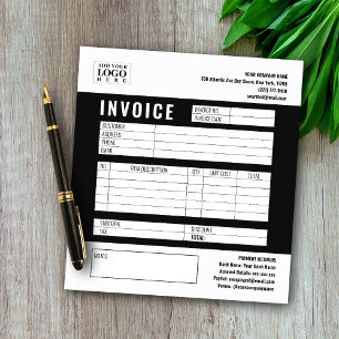 Black Minimalist Custom Business Invoice Logo Notepad