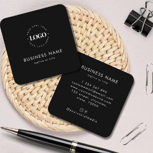 Black Minimalist Custom Logo Professional Company Square Business Card