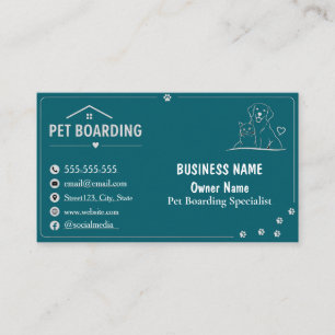 Black Minimalist Custom Pet Boarding  Business Card