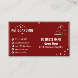 Black Minimalist Custom Pet Boarding  Business Card