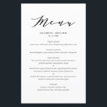 Black Minimalist Dainty Script Wedding Menu Card<br><div class="desc">Customisable black script menu card featuring elegant script,  simple typography and stripes pattern. This script menu card is perfect for any wedding theme and season. Personalise by adding names,  date and menu details.</div>