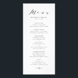 Black Minimalist Dainty Script Wedding Menu Card<br><div class="desc">Black Minimalist Dainty Script Menu Rack Card | Elegant and stylish menu card featuring whimsical script, classic typography and blush pink back colour. Personalise by adding your own details. This menu card will be perfect for weddings, graduations, retirement parties and so much more. Matching items and other colours are available....</div>