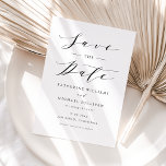 Black Minimalist Dainty Script Wedding Save The Date<br><div class="desc">Announce your wedding date to family and friends with this minimalist save the date announcement card. It features a black dainty script and classic typography. Personalise by adding your details. This minimalist save the date card is perfect for any wedding theme or season.</div>