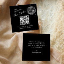 Black Minimalist Disco Ball QR Code Share the Love