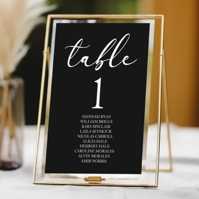 Black Minimalist Elegant Classic Basic Wedding Table Number (Creator Uploaded)
