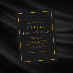 Black Minimalist Elegant Wedding Invitation