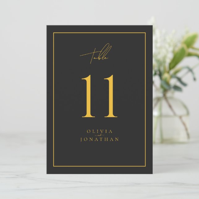 Black Minimalist Elegant Wedding Table Numbers (Standing Front)