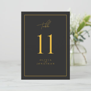 Black Minimalist Elegant Wedding Table Numbers