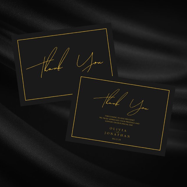 Black Minimalist Elegant Wedding Thank You Card (Creator Uploaded)