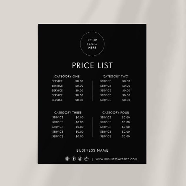Black Minimalist Formal Price List (Creator Uploaded)