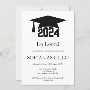 Black minimalist graduation invite