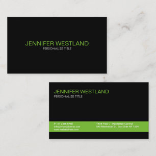 Black Minimalist Green Line Professional Business Card
