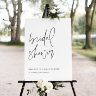 Black Minimalist Handwritten Script Bridal Shower Poster