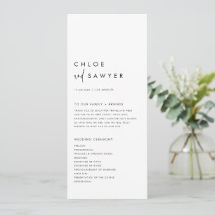 Black Minimalist Handwritten Script Modern Wedding Programme