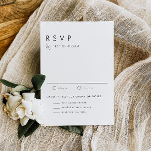 Black Minimalist Handwritten Script Modern Wedding RSVP Card