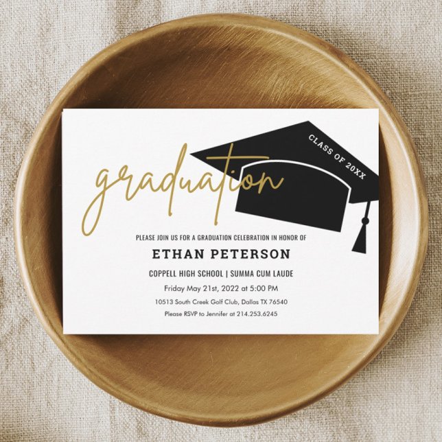 Black Minimalist High School Senior Graduation Invitation (Creator Uploaded)
