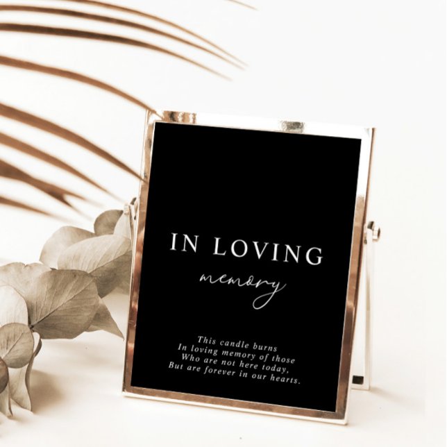 Black Minimalist In Loving Memory Wedding Sign Invitation (Creator Uploaded)