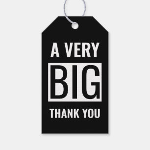 Black Minimalist Large Text A Very Big Thank You Gift Tags