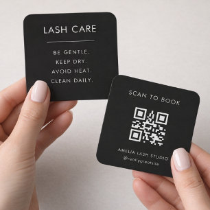 Black Minimalist Lash Care Aftercare with QR Code 