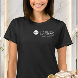 Black Minimalist Lash Tech Logo Employee Staff T-Shirt