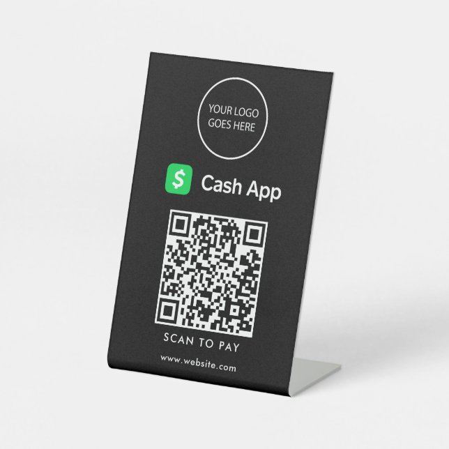 Black Minimalist Logo Cash App Scan To Pay Pedestal Sign (Front)