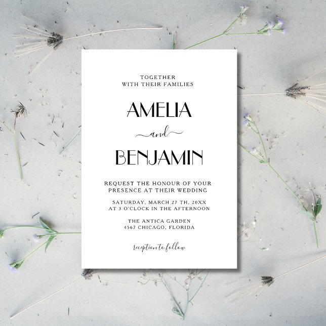 Black Minimalist Modern Elegant Formal Wedding Invitation (Creator Uploaded)