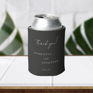 Black Minimalist Modern Elegant Wedding Can Cooler