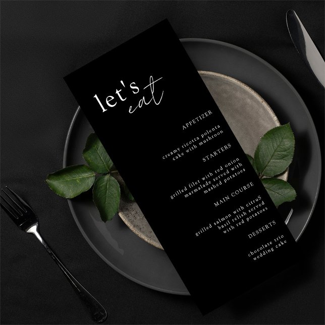Black Minimalist Modern Elegant Wedding Menu (Creator Uploaded)