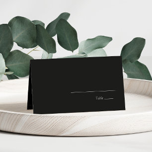 Black Minimalist Modern Elegant Wedding Place Card