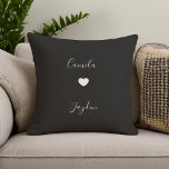 Black Minimalist Modern Heart Wedding Anniversary Cushion<br><div class="desc">This black and white design pillow adds a warm and individual touch to your home decor. its a unique and stylish addition to any living room or bedroom thanks to the minimalist heart symbol and the customisable text. It's perfect as a wedding or anniversary gift, or as a keepsake for...</div>