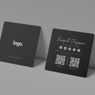 Black Minimalist Modern Influencer Scannable Square Business Card