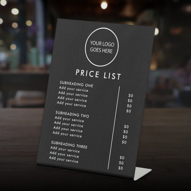Black Minimalist Modern Logo Price List Pedestal Sign (Black Minimalist Modern Logo Price List Pedestal Sign)