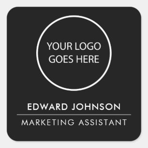 Black Minimalist Modern Logo Square Sticker