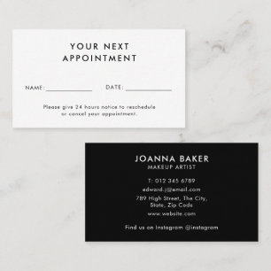 Black Minimalist Modern Professional Stylish Appointment Card