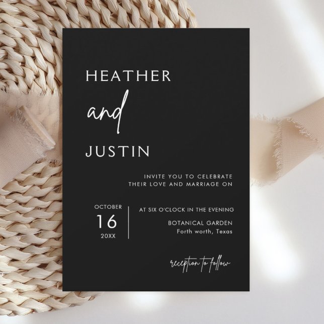 Black Minimalist Modern Wedding Invitations (Creator Uploaded)