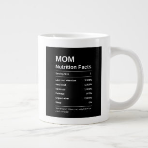 Black Minimalist Mom Nutrition Facts Typography   Large Coffee Mug