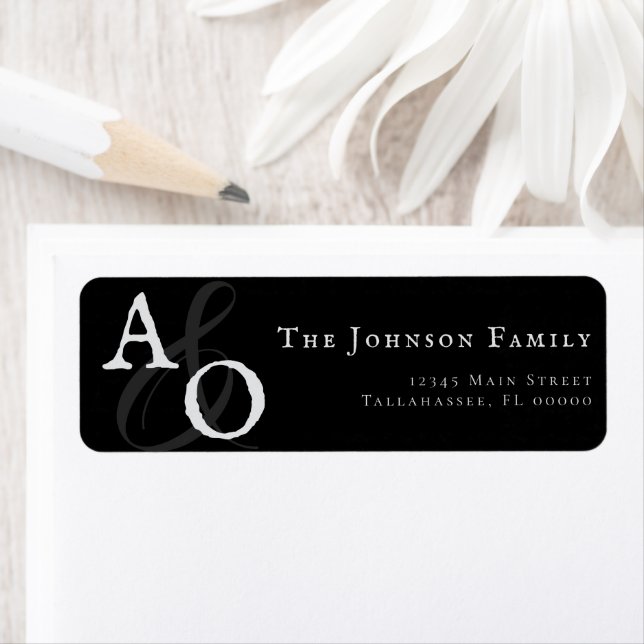Black Minimalist Monogram Wedding Address (Insitu)