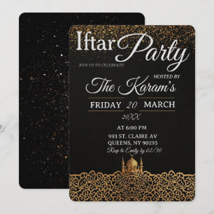 Black Minimalist Mosque Ramadan Iftar Party Invitation