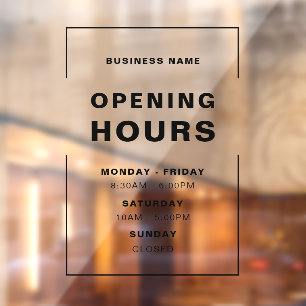 Black Minimalist Opening Hours with Business Name