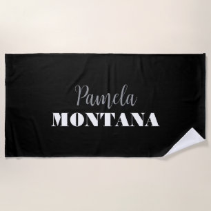 Black Minimalist Personal Modern Beach Towel