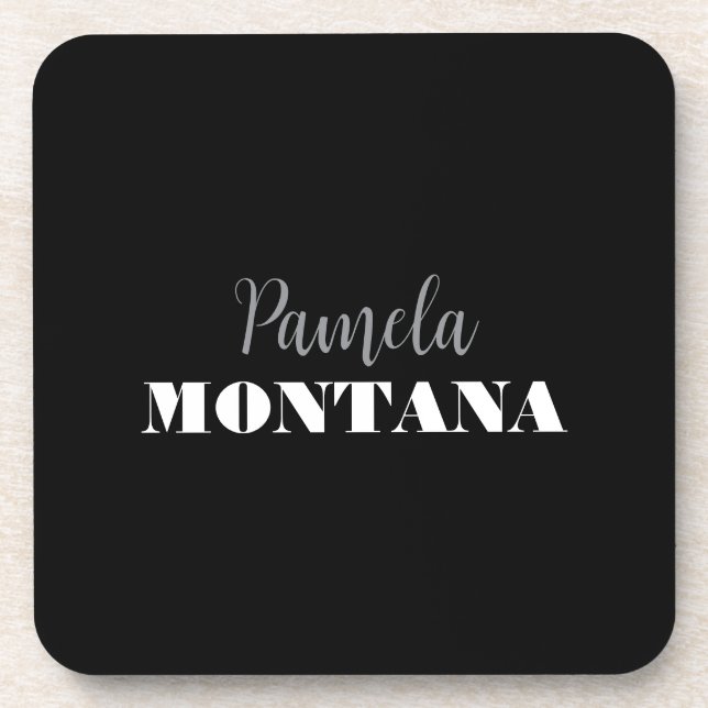 Black Minimalist Personal Modern Coaster (Front)