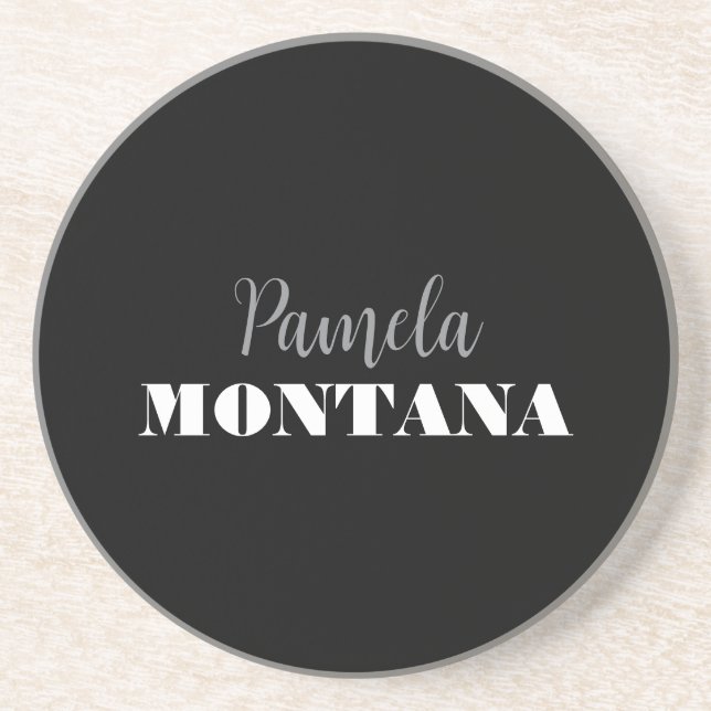 Black Minimalist Personal Modern Coaster (Front)