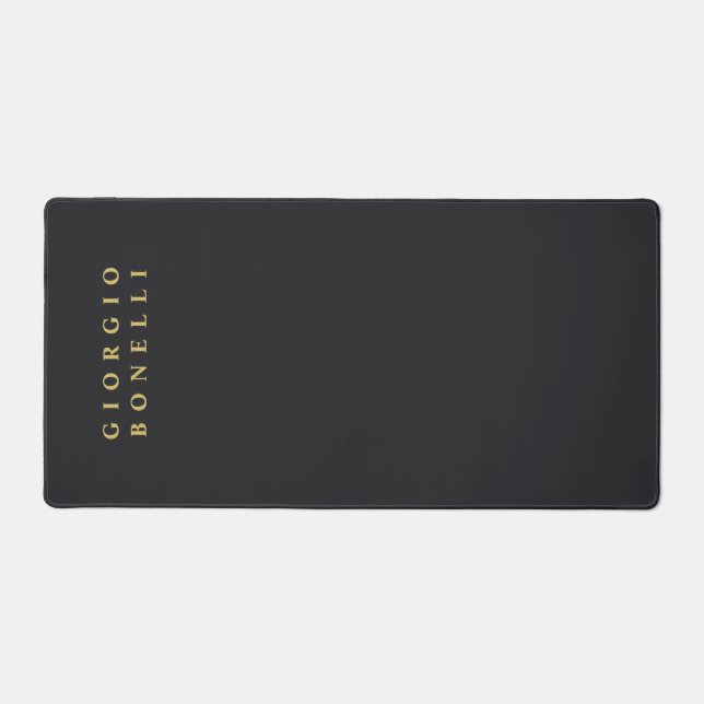 Black Minimalist Personal Modern Desk Mat (Front)